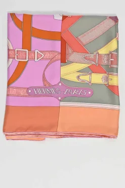 Coral and pink silk patchwork Cavalcadour scarf