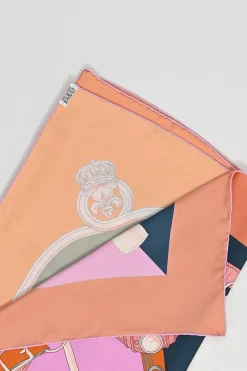 Coral and pink silk patchwork Cavalcadour scarf
