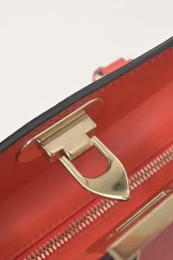 Coral leather Rockstud tote with detachable shoulder strap