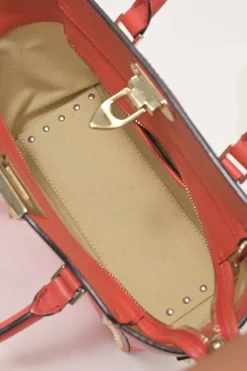 Coral leather Rockstud tote with detachable shoulder strap