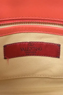 Coral leather Rockstud tote with detachable shoulder strap