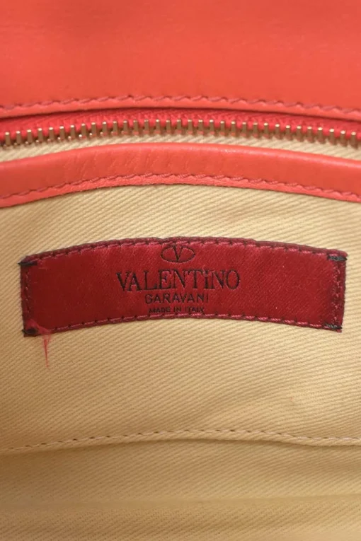 Coral leather Rockstud tote with detachable shoulder strap