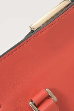 Coral leather Rockstud tote with detachable shoulder strap