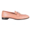 Coral leather slip-on Paris loafers with palladium-plated signature "H" buckle detail