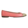 Coral pink and gold calfskin bow-embellished ballerinas with top-stitched Coco Mark cap toe
