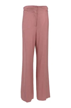 Coral pink viscose-blend high-rise wide-leg tailored trousers
