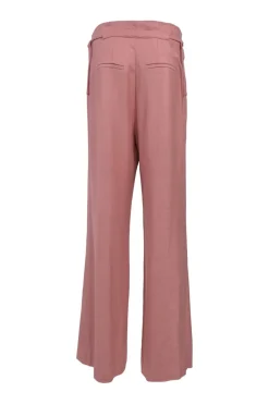 Coral pink viscose-blend high-rise wide-leg tailored trousers