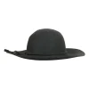 Cotton mix wide brim hat in black with suede cord embellishment  in size 57
