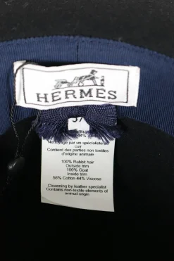 Cotton mix wide brim hat in black with suede cord embellishment  in size 57