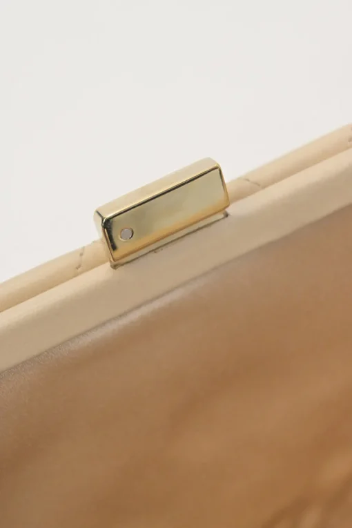 Cream and black matelassé lambskin Baguette Minaudière