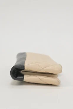 Cream and black matelassé lambskin Baguette Minaudière
