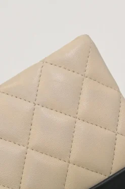 Cream and black matelassé lambskin Baguette Minaudière