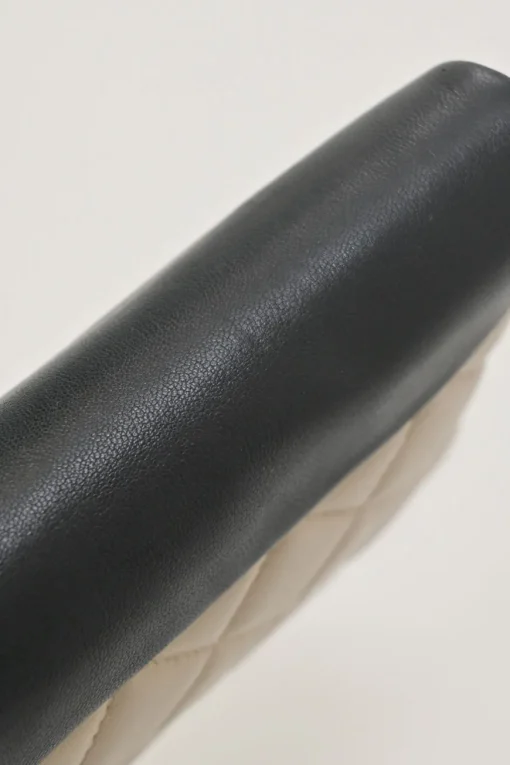 Cream and black matelassé lambskin Baguette Minaudière
