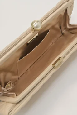 Cream and black matelassé lambskin Baguette Minaudière