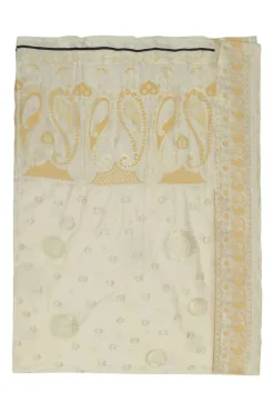 Cream and yellow metallic Diwali paisley fil coupé classic scarf