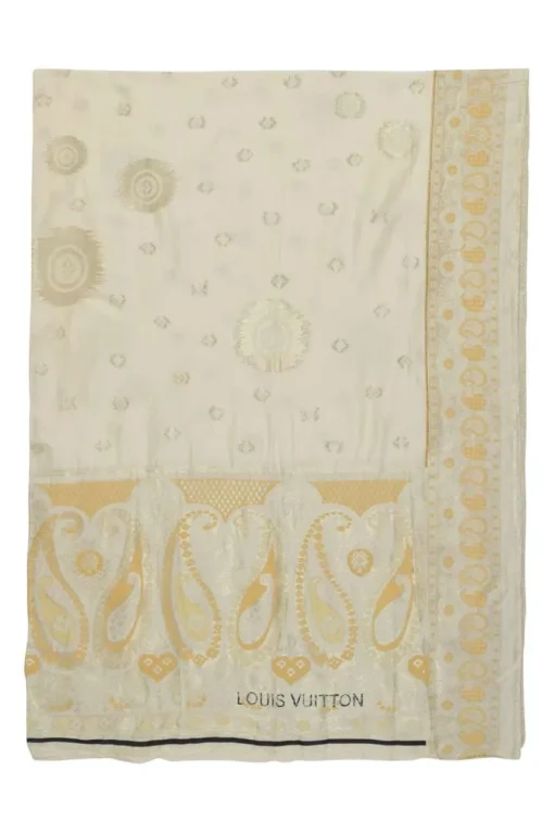 Cream and yellow metallic Diwali paisley fil coupé classic scarf