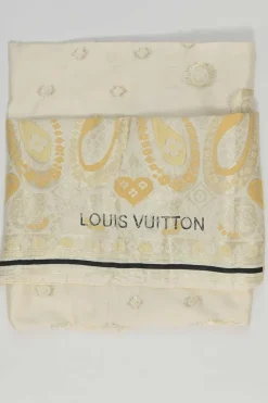 Cream and yellow metallic Diwali paisley fil coupé classic scarf