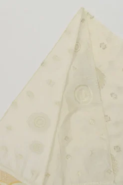 Cream and yellow metallic Diwali paisley fil coupé classic scarf