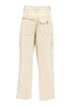 Cream cotton-hemp denim high-rise Paciane wide-leg cargo jeans
