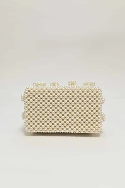 Cream faux-pearl Antonia beaded handbag
