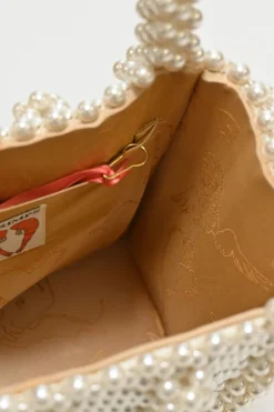 Cream faux-pearl Antonia beaded handbag