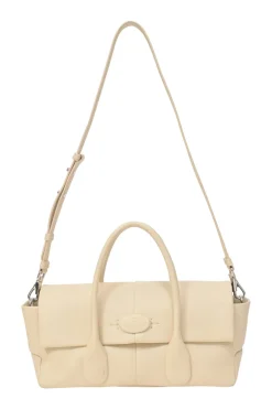 Cream grained calfskin Di Bag Reverse small flap bag with detachable shoulder strap