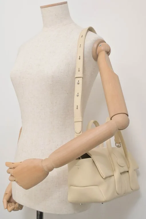 Cream grained calfskin Di Bag Reverse small flap bag with detachable shoulder strap