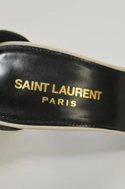 Cream leather and mink Bea square-toe mignon sandals with buckle straps