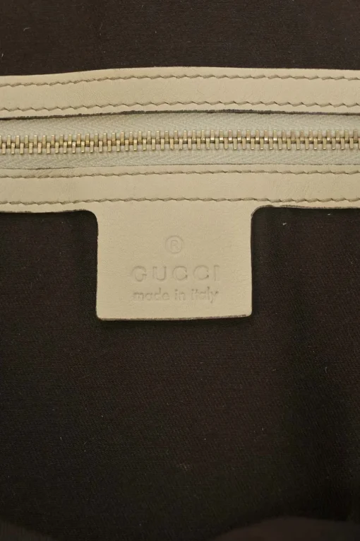 Cream leather Peggy Bamboo hobo bag with detachable shoulder strap