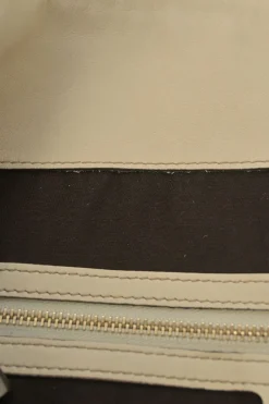 Cream leather Peggy Bamboo hobo bag with detachable shoulder strap