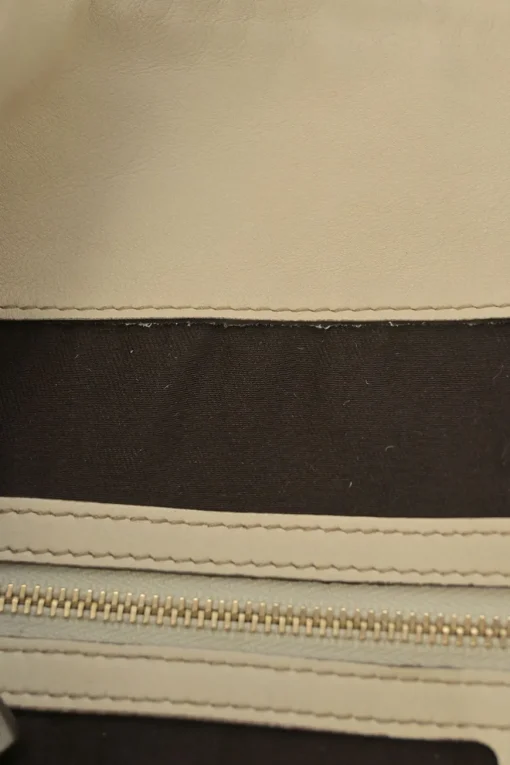 Cream leather Peggy Bamboo hobo bag with detachable shoulder strap