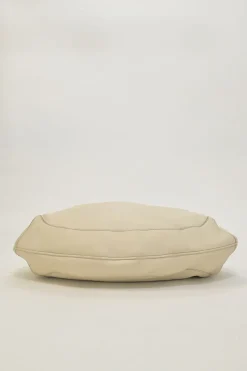 Cream leather Peggy Bamboo hobo bag with detachable shoulder strap