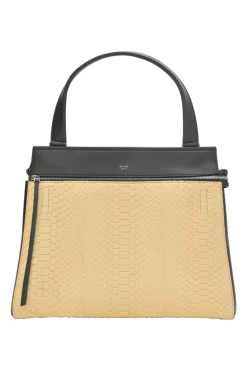 Cream python skin and black leather bi-colour Edge bag