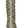 Cream python-embossed leather pointed-toe block heel pull-on knee-high Anja boots