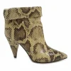 Cream python-embossed leather pointed-toe Lisbo cone heel slouchy foldover ankle boots