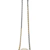 Cream quilted goatskin 19 round clutch with chain with mixed-metal hardware