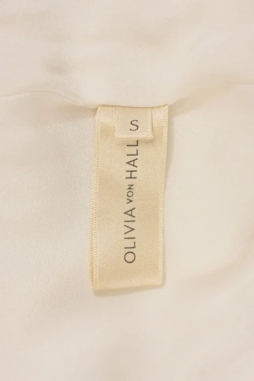 Cream silk satin Zoya plunge neck fringe slip nightdress