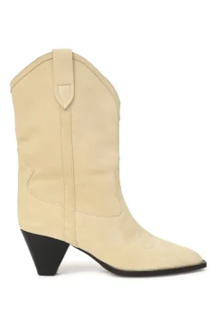 Cream suede Luliette pull-on cone-heel Western boots