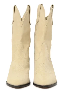 Cream suede Luliette pull-on cone-heel Western boots