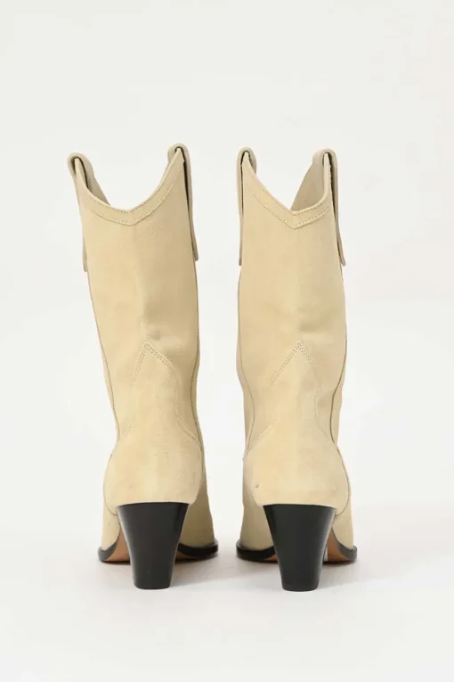 Cream suede Luliette pull-on cone-heel Western boots