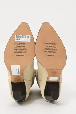 Cream suede Luliette pull-on cone-heel Western boots