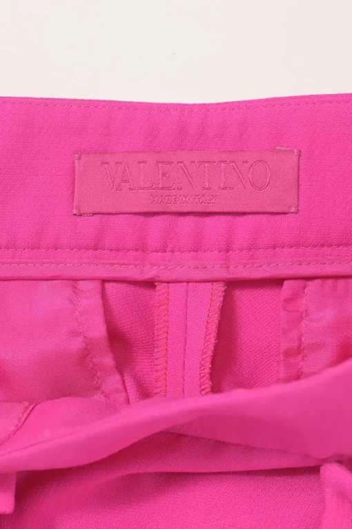 Crêpe Couture PP pink viscose-silk blend high-rise straight-leg tailored trousers with tonal floral appliqué