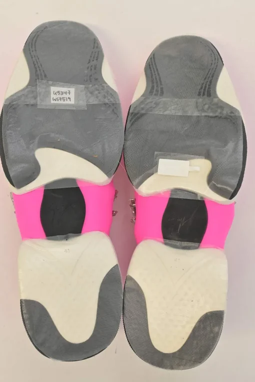 Crystal-embellished fluo pink neoprene and rubber Light Jump slip-on sneakers