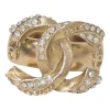Crystal-embellished gold-finish metal Coco Mark cocktail ring