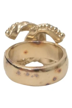 Crystal-embellished gold-finish metal Coco Mark cocktail ring