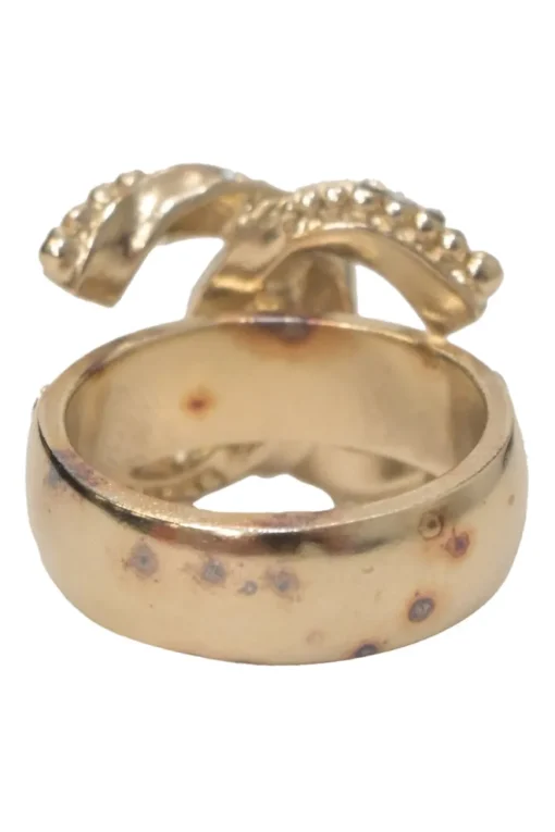 Crystal-embellished gold-finish metal Coco Mark cocktail ring