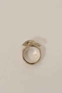 Crystal-embellished gold-finish metal Coco Mark cocktail ring