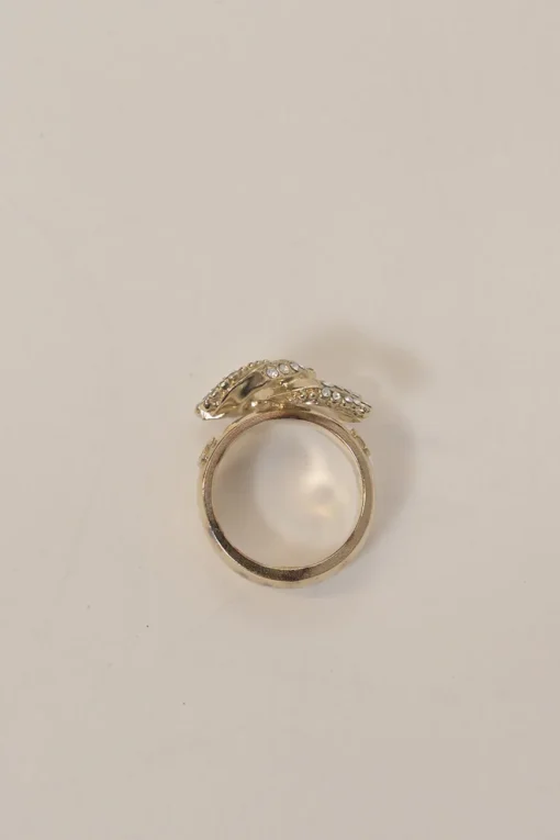 Crystal-embellished gold-finish metal Coco Mark cocktail ring