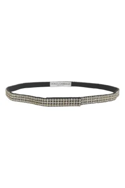 Crystal-embellished grosgrain velcro skinny waist belt