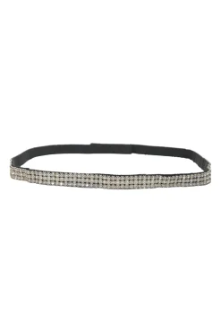 Crystal-embellished grosgrain velcro skinny waist belt